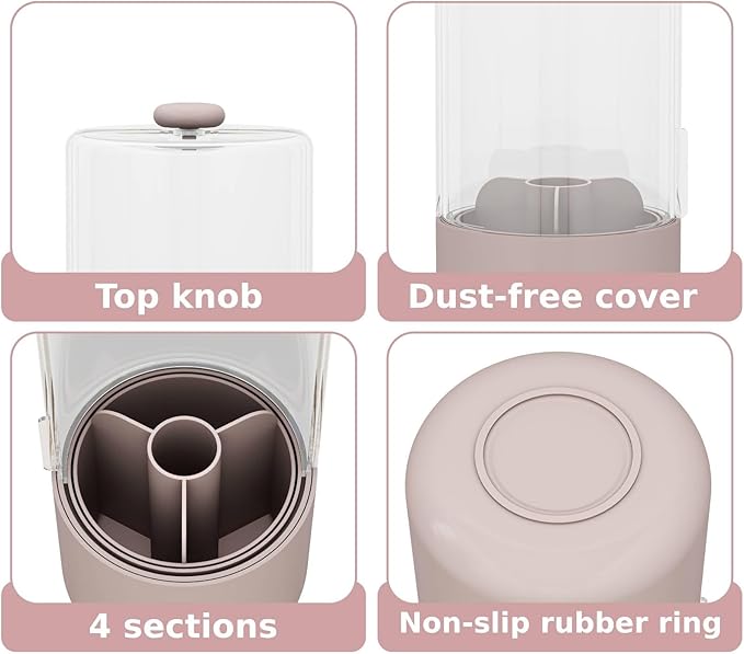 Toothbrush Holder with Cover 360 Rotating 4 Compartments Bathroom Toothpaste - Image 8