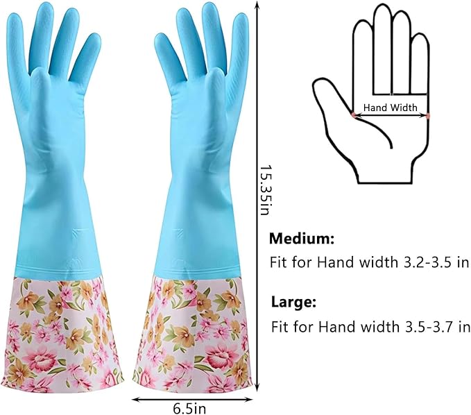 KINGFINGER Rubber Latex-Free Waterproof Dishwashing Gloves, 2 Pair Medium Long - Image 3