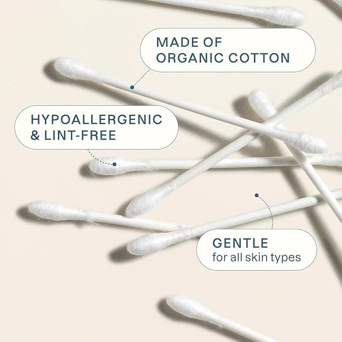 Cliganic Organic Cotton Swabs, Chlorine-Free Hypoallergenic, Gentle & Absorbent - Image 4