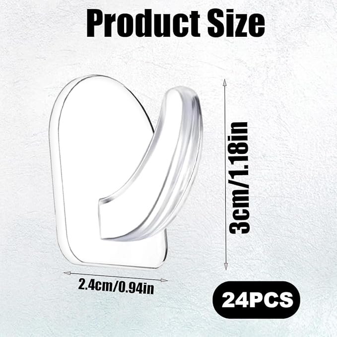 24 Pieces Small Seamless Clear Adhesive Wall Hooks - Image 2