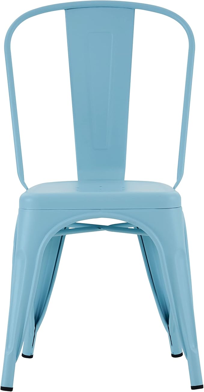 Nazhura Metal Dining Chair Farmhouse Tolix Style for Kitchen Dining Room Café Restaurant Bistro Patio, 18 Inch, Stackable, Waterproof Indoor/Outdoor (Sets of 4) (Blue) - Image 4
