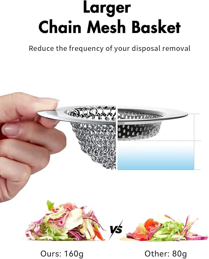 Revolutionary Kitchen Sink Drain Strainer/Patented Reversible Chain Mesh - Image 4