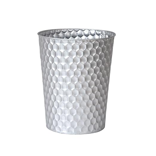 Small Metal Trash Can Wastebasket, Decorative Honeycomb Garbage Can Waste Basket by Venalys