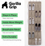 GORILLA GRIP Over the Door Shoe Organizer, 24 Large Breathable Mesh Pockets - Image 2