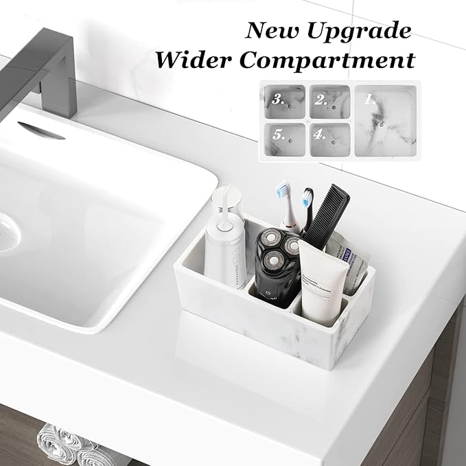 Luxspire Resin Toothbrush Holder, 5 Slots Hygienic Handmade Toothbrush Storage - Image 2
