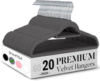Smartor Grey Velvet Hangers 20 Pack, Space Saving Clothes Hangers by Smartor