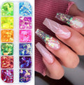 Vezocim Iridescent Glitter Nail Art Sequins, Holographic Transparent Irregular by VezocimManicureArt