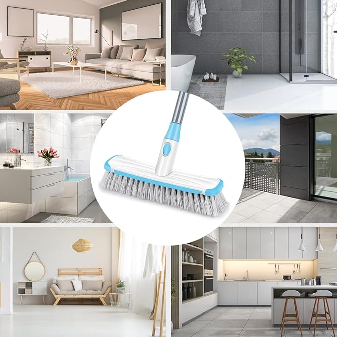 Floor Scrubber with Long Handle, 2 in 1 Scrubbing Brush Stiff Bristle Shower - Image 7