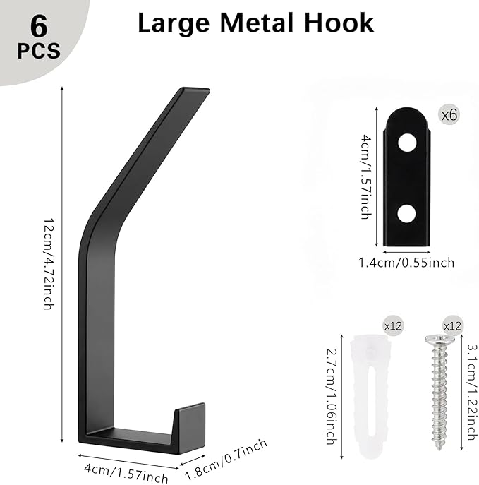 6 Pack Coat Hooks Wall Mount - Image 8