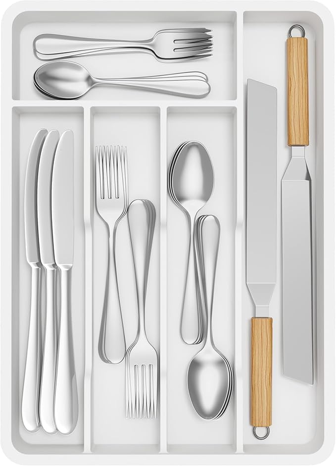 Lifewit Silverware Drawer Organizer Tray, Plastic Cutlery Storage by Lifewit