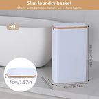 60L Slim Laundry Hamper, Narrow Laundry Basket - Image 2
