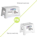 Delxo 9 Inch Folding Step Stool for Kids and Adults,15-Inch Extra Wide Height Large Platform Heavy Duty Stepping Stool More Safe and Comfortable Non Slip Foldable Step Stool White - Image 8