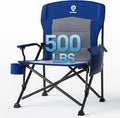 EVER ADVANCED Oversized Folding Camping Chair, for Adults Heavy Duty Lawn Chair with Side Pockets, Portable Collapsible Quad Chair for Outside, Support Up to 500lbs, Blue by EVERADVANCED