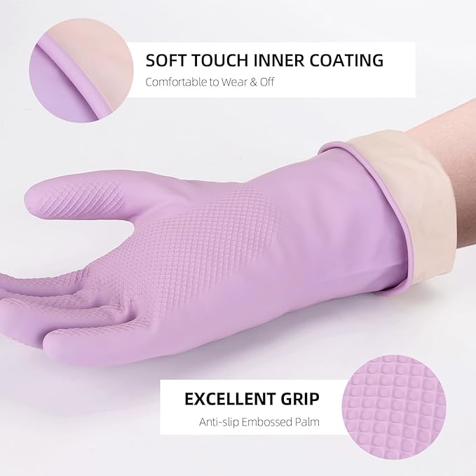 LoveBB 6 Pairs Rubber Cleaning Gloves, Reusable Dishwashing Gloves Non-Slip - Image 3