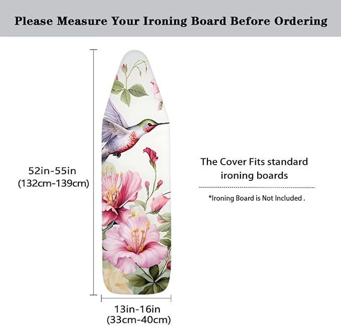 ZDCUSTOM Flower Hummingbird Ironing Board Cover Iron Board Cover Large Fits All - Image 5
