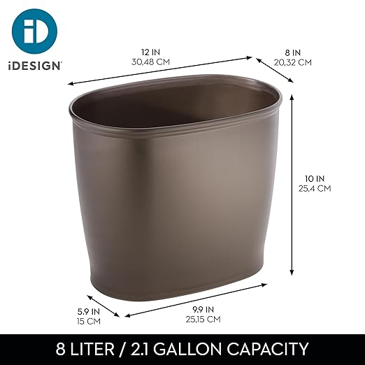 iDesign Slim Plastic Bathroom Trash Can, Small Garbage Bin - Image 4