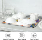 White Cat Colorful Flowers Pattern Dish Drying Mat - Image 7