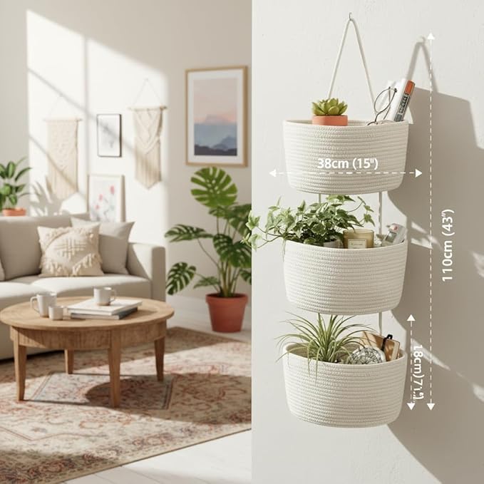 Over the Door Hanging Basket, Decorative Hanging Basket Storage, Organizing - Image 3