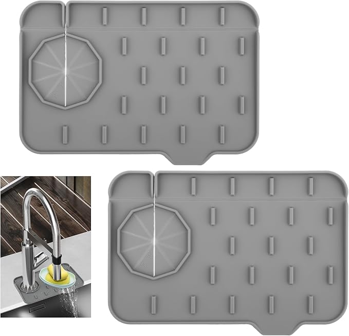 2Pcs Silicone Sink Faucet Splash Guard Mat, Soap Dish Pad Faucet Handle Drip by Unknown