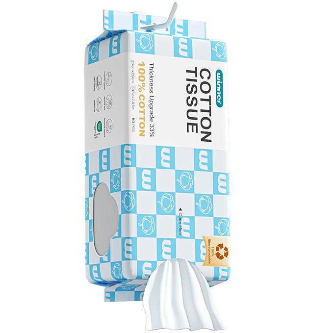 Winner Soft Face Towels, Upgraded Thicker 100% USDA Biobased Facial Towels by Winner