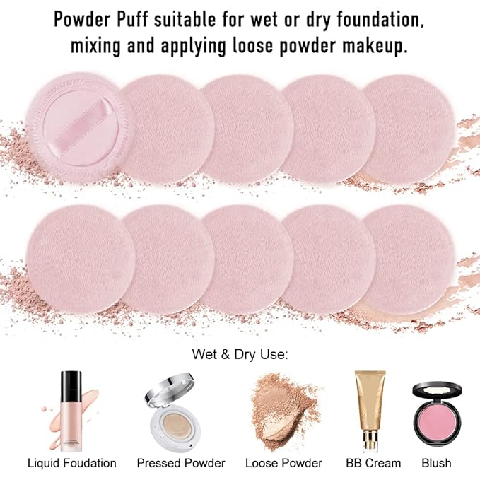 10pcs Powder Puff Cotton Cosmetic Face Makeup Powder Puffs Pads - Image 3