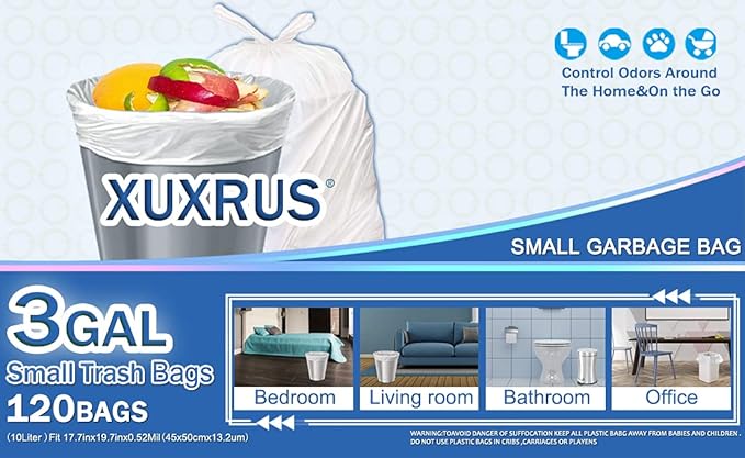 XUXRUS Bathroom Small Trash Bags 3 Gallon Garbage Bags - Image 7