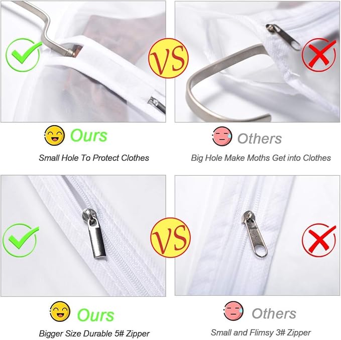 Garment Bag Covers 24''X54'' Lightweight White PEVA Breathable Bags - Image 5
