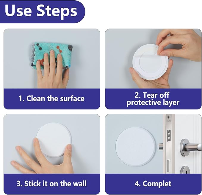 3 1/4 in Wall Protector Round, 10 Pack Doorknob Wall Shield Guard Door Stop - Image 6