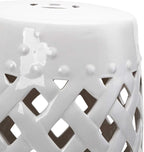 Outsunny 13" x 18" Ceramic Garden Stool with Woven Lattice Design & Glazed Strong Materials Decorative Outdoor Stool, White - Image 9