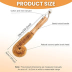 1Pcs Coconut Fibre Brush with Natural Wooden Handle Hangable Kitchen - Image 2