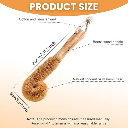 1Pcs Coconut Fibre Brush with Natural Wooden Handle Hangable Kitchen - Image 2