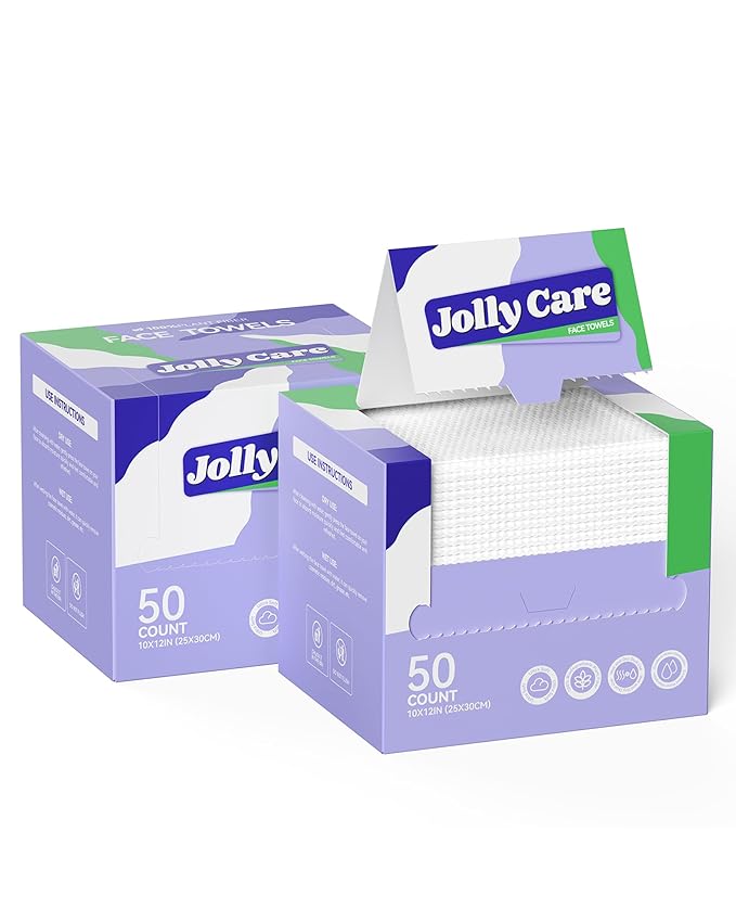 Disposable Face Towels, Soft Makeup Remover Dry Wipes, Thick Facial Tissue by JollyCare