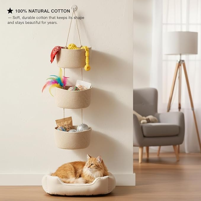 Over the Door Organizer, 3-Tier Hanging Storage Basket - Image 6