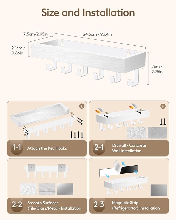 Key Holder Wall Mount Adhesive Magnetic - Image 7