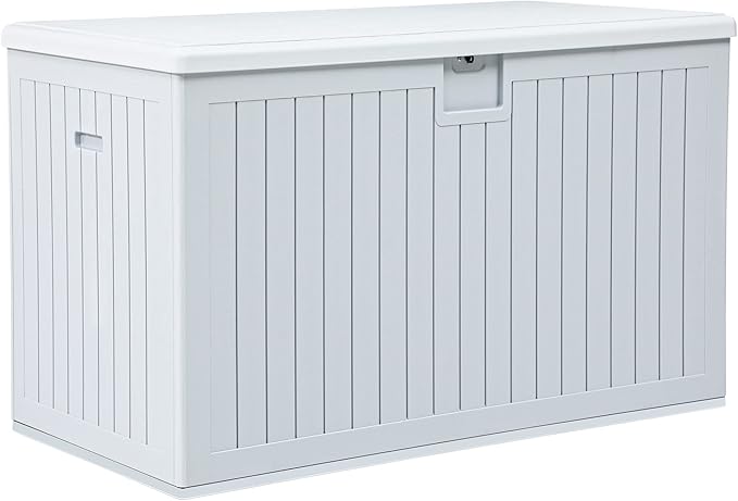 YITAHOME XXL 230 Gallon Large Deck Box,Outdoor Storage for Patio Furniture Cushions,Garden Tools with Flexible Divider,Waterproof,Lockable (White) by YITAHOME