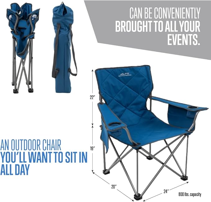 ALPS Mountaineering King Kong Camping Chairs for Adults with Mesh Cup Holders and Pockets, Built Durable and Reliable with Compact Foldable Steel Frame - Image 2
