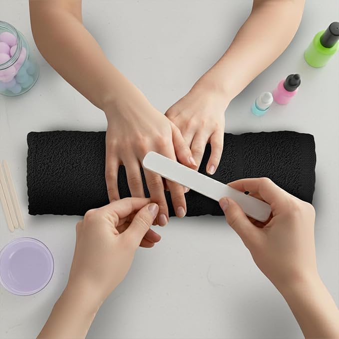 24 Pack Black Hand Towels 100% Cotton Spa Towels – 16x27 inches Highly - Image 4