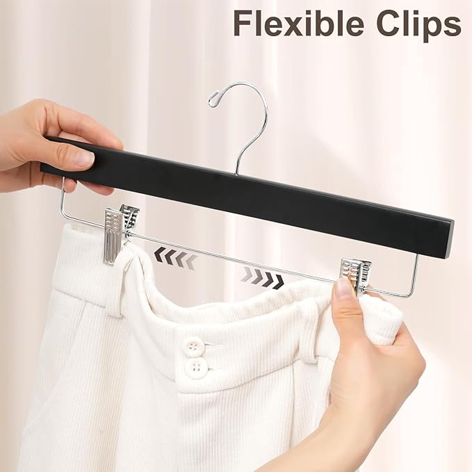 BAGAIL 20 Pack Wooden Pants Hangers - Image 3