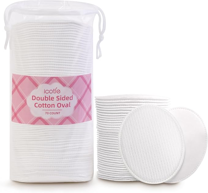 Large Oval Cotton Pads, Dual Textured Design, Ultra-Soft Cotton Oval by icotle