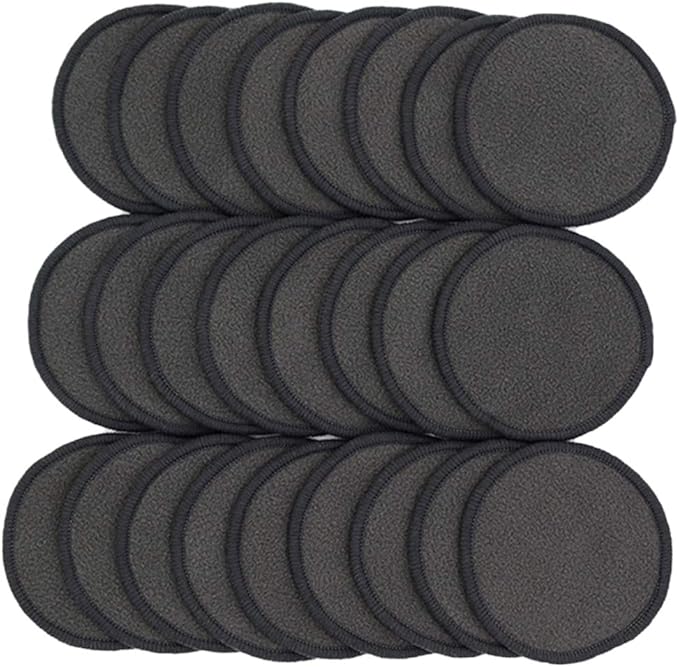 Chloven 25 Pack Charcoal Bamboo Reusable Makeup Remover Pads - Image 6