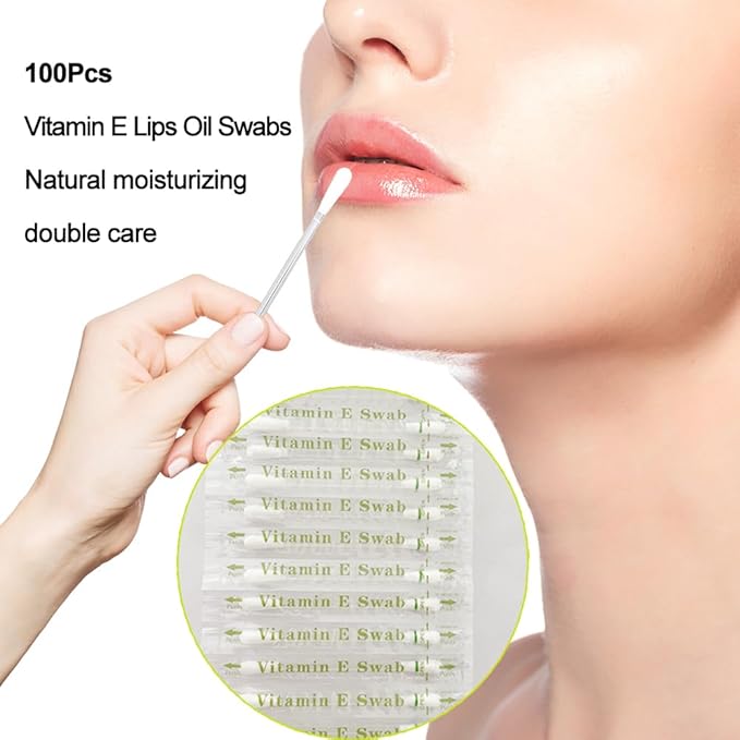 50pcs Vitamin E Lips Oil Swabs Stick Disposable VE Cotton Swab Protect Lip Gum - Image 3