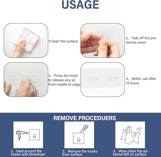 YOLOPLUS+ 8 Pack Shower Caddy Adhesive Hooks Replacement, Strong Sticker Hooks - Image 4