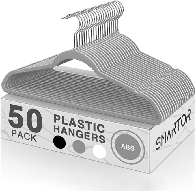SMARTOR Plastic Hangers 50 Pack, Thin Hangers by Smartor