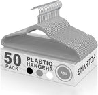 SMARTOR Plastic Hangers 100Pack, Heavy Duty Clothes Hanger Gray by Smartor