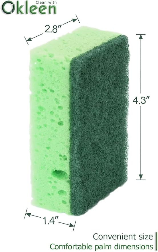 Green Multi Use Scrub Sponge. Made in Europe. 18 Pk, 4.3x2.8x1.4 inches. - Image 5