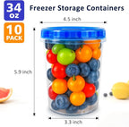 10 Pack 34oz Reusable Freezer Food Storage Containers - Image 2