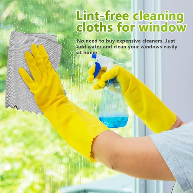 HOMEXCEL Grey Microfiber Glass Cleaning Cloths-6PK, Stainless Steel, Premium - Image 2