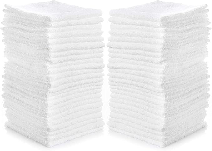 Simpli-Magic Cotton Washcloths White, 40 Pack, Size: 12”x12” by Simpli-Magic