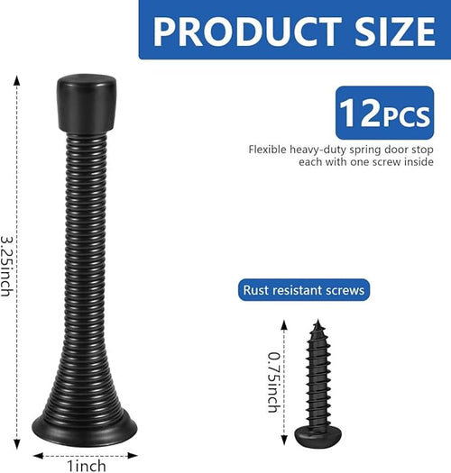 12 Pack Spring Door Stops 3 1/4 Inch Flexible Heavy Duty Spring Door Stopper - Image 2