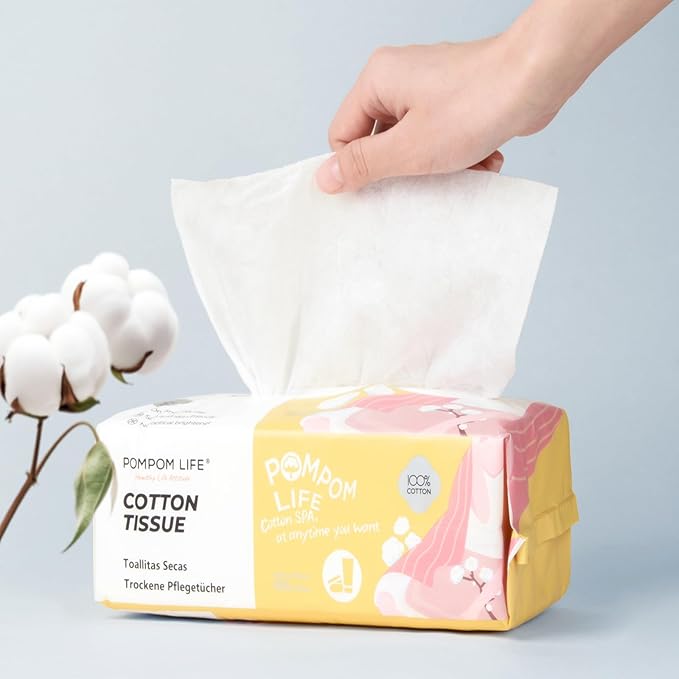 Disposable Face Towel 100 Cont, 7.9"X7.9"Clean Face Towelettes by POMPOMLIFE